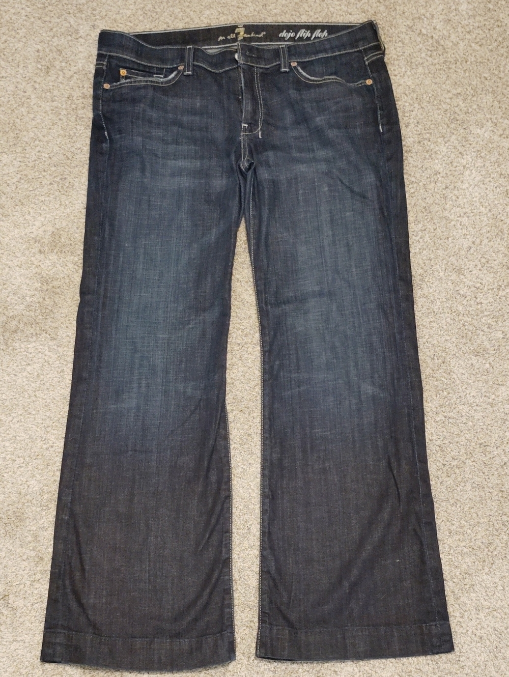 7 For All Mankind Women's Dark Indigo Wide Leg Jeans